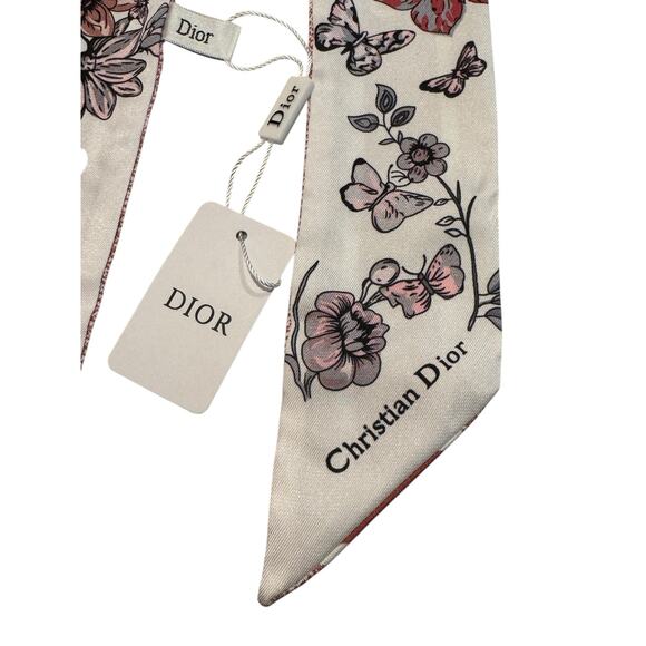 Christian Dior Mitzah Pink Floral Butterfly Twilly Scarf GWP Novelty Box Bag - Picture 5 of 9